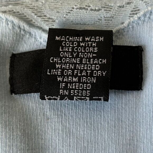 Express Light Blue Lace Trim V Neck Long Sleeve Stretch Knit Shirt - Women's XL - Picture 6 of 6